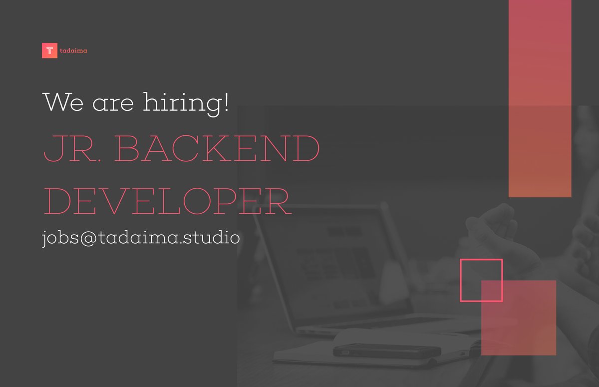 tadaimastudio's tweet photo. Seguimos ampliando la familia! Necesitamos reforzar el área de Backend, toda la información aquí:

#hiring #backend

https://t.co/FciYbTP2I4 https://t.co/pyrmQs9epy