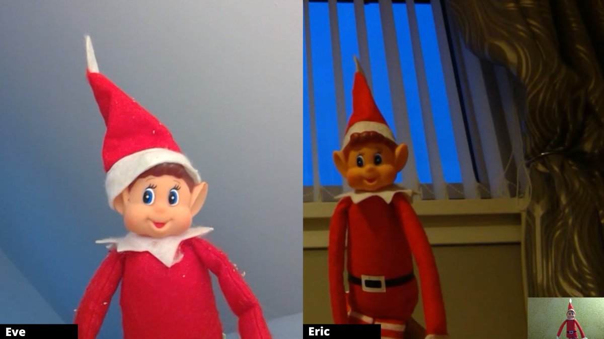 FVCollege's tweet photo. Eric, Eve & Elvis have been catching up on Teams this morning to plan what mischief they can get up to over the next 12 days - watch this space! π #12DaysOfElfmas https://t.co/o3YZpYGD0x