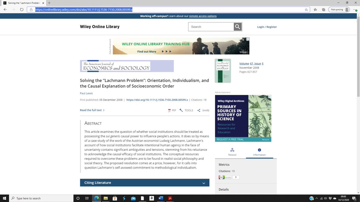 Paul Lewis on Ludwig Lachmann:  https://onlinelibrary.wiley.com/doi/abs/10.1111/j.1536-7150.2008.00599.x