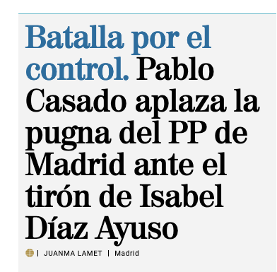 JuanCladeRamon's tweet photo. Dos ejemplos de hoy mismo, de dos principales diarios, de lo que considero tan banal como nocivo del #periodismo político hecho en #España. En lugar de abordar los temas de fondo, se "narra" la vida de los partidos, con formulismos de la crónica bélica, deportiva o, a veces, rosa https://t.co/7ooQxVtmWW