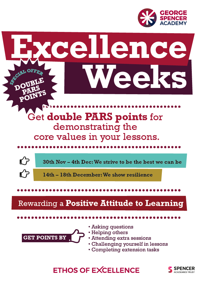 George_Spencer's tweet photo. It's the final #ExcellenceWeek for this year with double PARS points on offer for students showing Resilience https://t.co/BdWygzor3f