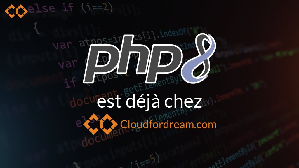 PHP 8 est déjà disponible sur tous les hébergements web Cloudfordream à partir de 0.99€ HT/mois seulement ! ⌨🖥

👉 cloudfordream.com/web/web.php

#PHP #PHP8 #Hosting #Plesk