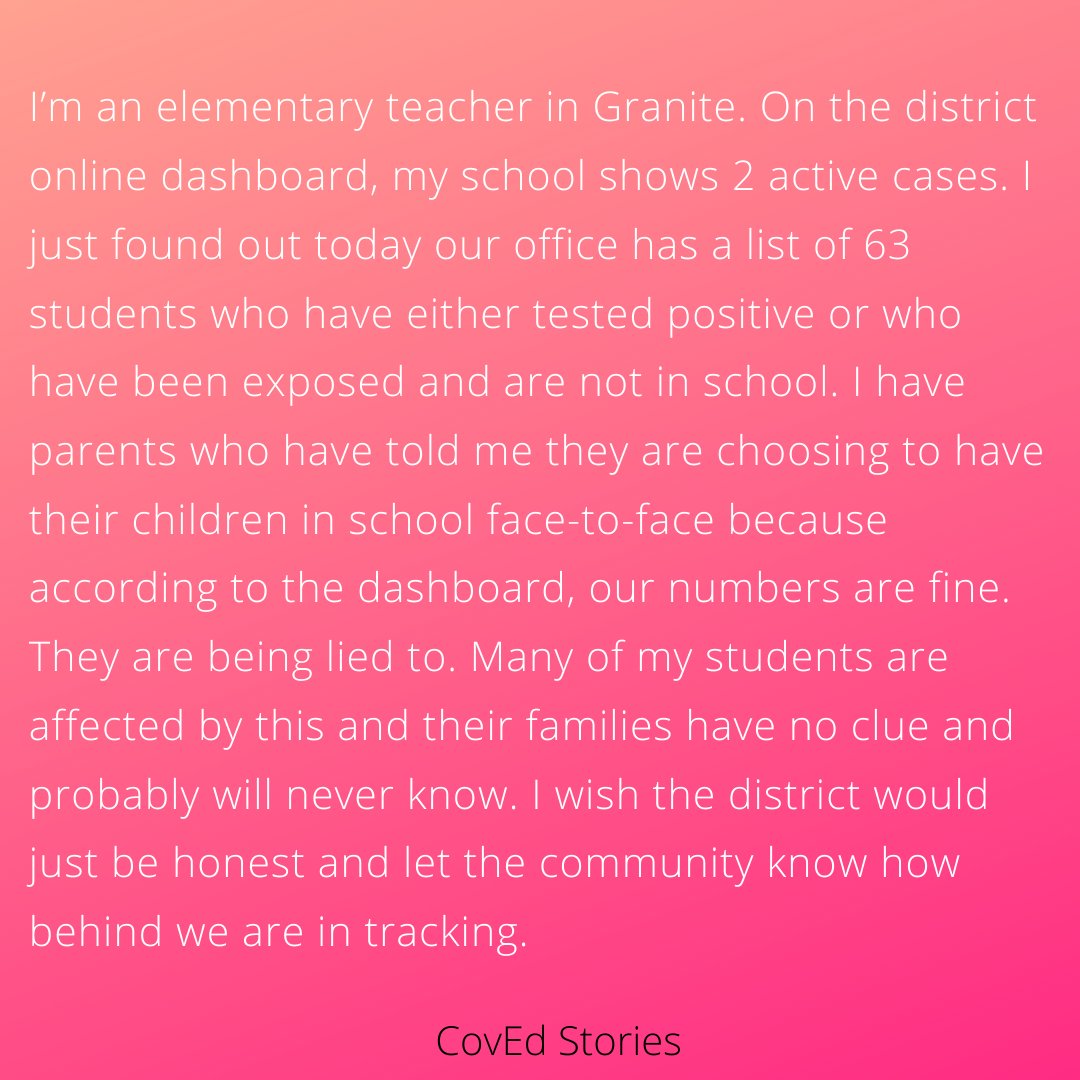 CovEdStories's tweet photo. One of many submissions stating that Granite's COVID case number dashboard is inaccurate. 

#uted #utpol https://t.co/9NwREtYtyd
