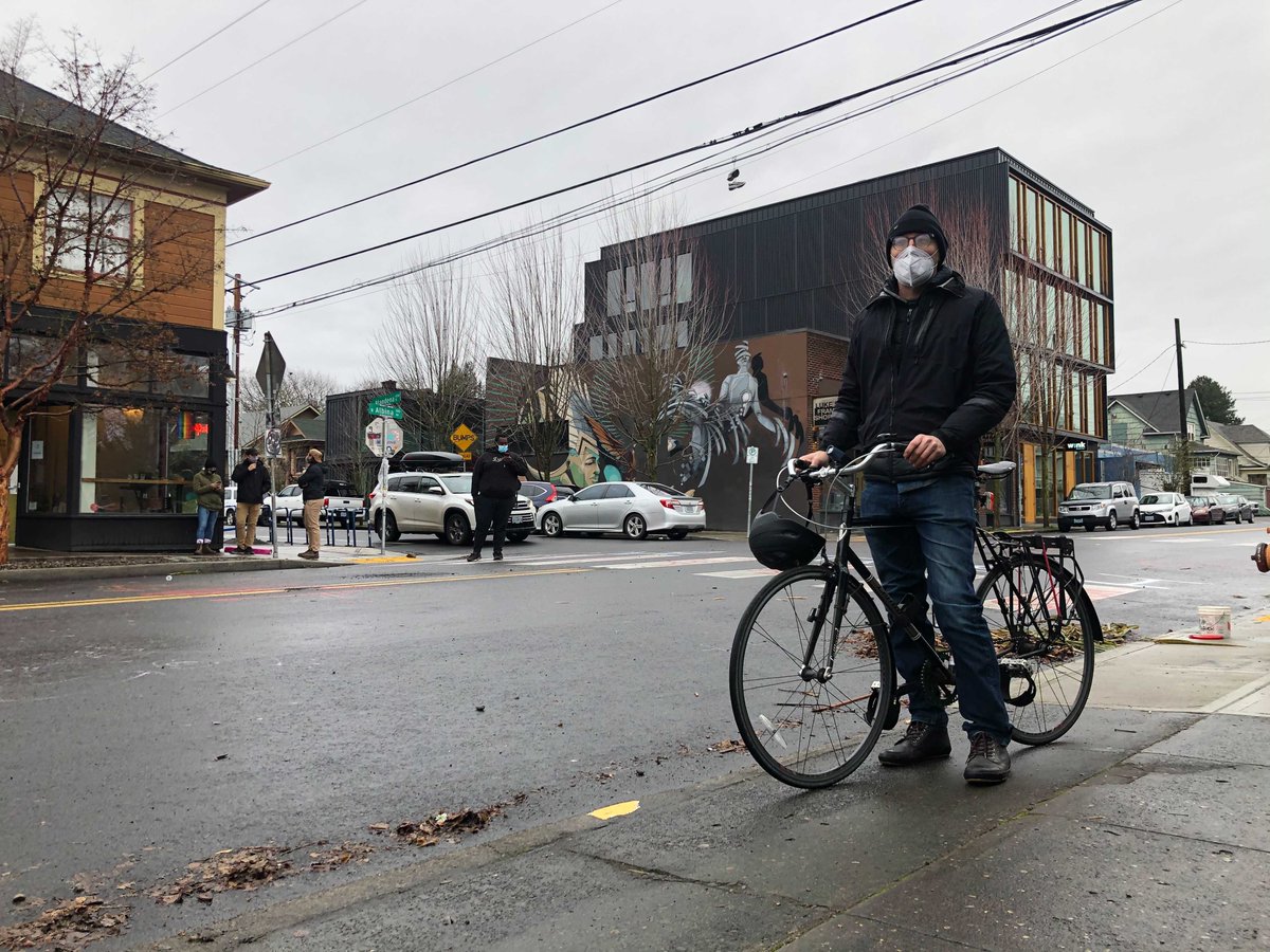 David Ambrose, 45, lives in the neighborhood and biked down to survey the scene. "I have a little hope things can work out — that there’s a pathway to something that all parties can agree on without it escalating further."
