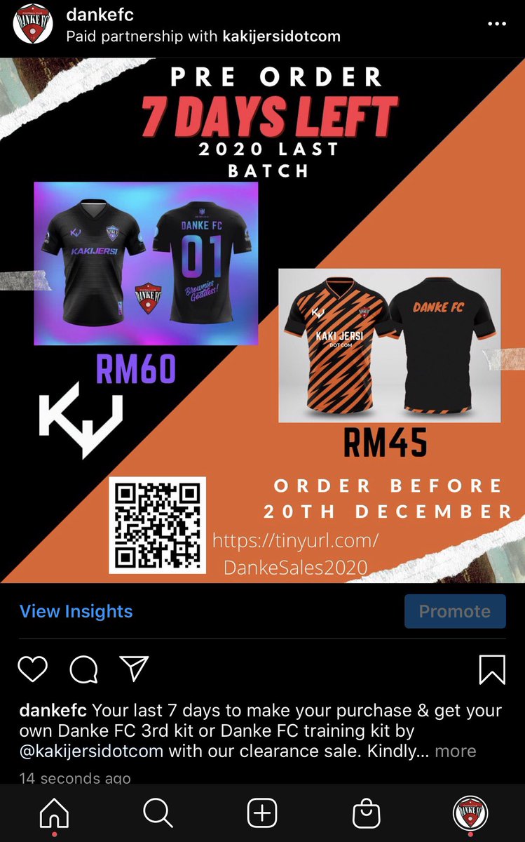DankeFc's tweet photo. Your last 7 days to make your purchase & get your own Danke FC 3rd kit or Danke FC training kit by @KakiJersi with our clearance sale. Kindly DM us or scan the barcode been given to make you order.
#ForzaDanke #DankeFC #YourTeamIsCalling https://t.co/EKZJ9HQmPX
