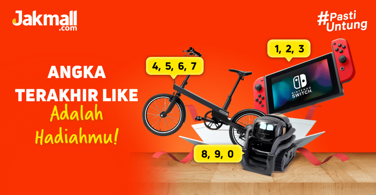 jakmall's tweet photo. Selamat hari Senin Jakmallers!! ๐ Biar makin semangat, kita main game dulu yuk! Langsung aja klik like dan komen hadiah apa yang kamu mau dapat berdasarkan angka LIKE terakhir kamu! ๐ฅณ
#Jakmall #PastiUntung #likegame https://t.co/n9FY7kDcZS