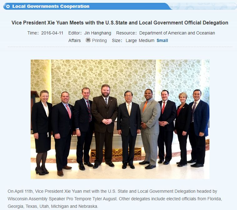 Chinese "friendship happy care delegations" *LOVE* to meet leaders from swing states like Wisconsin, Florida, and of course, Georgia!