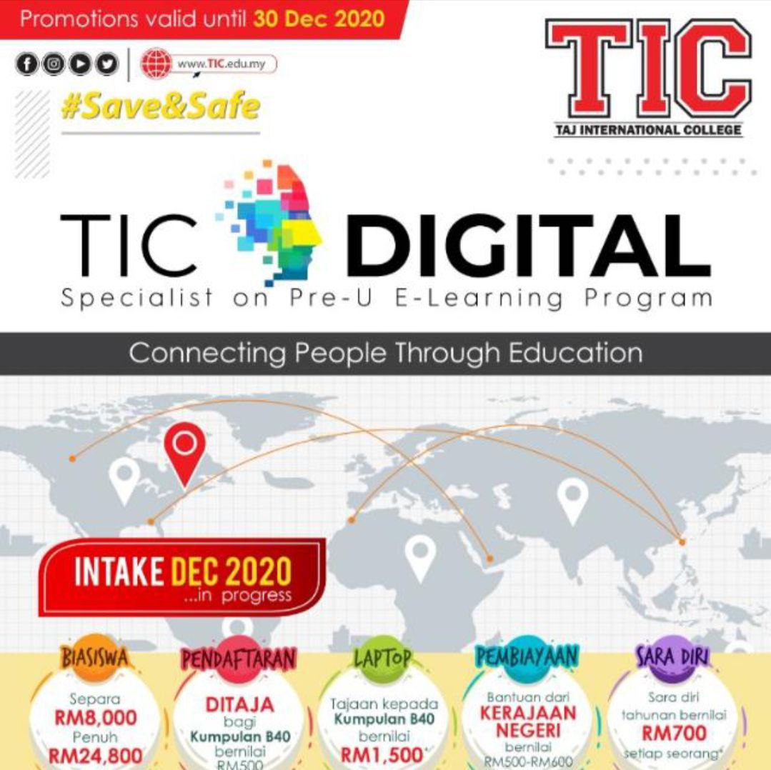 tajcollege's tweet photo. Nak jadi lain dari yang lain? Kawan-kawan semua dah masuk belajar. Tak tau nak belajar di mana? Kami boleh bantu anda. Daftar ke TIC sekarang.
Klik link di bio.
#ticdigital
#ticprihatin
#ticnewnorm https://t.co/gnrgZvgnZL