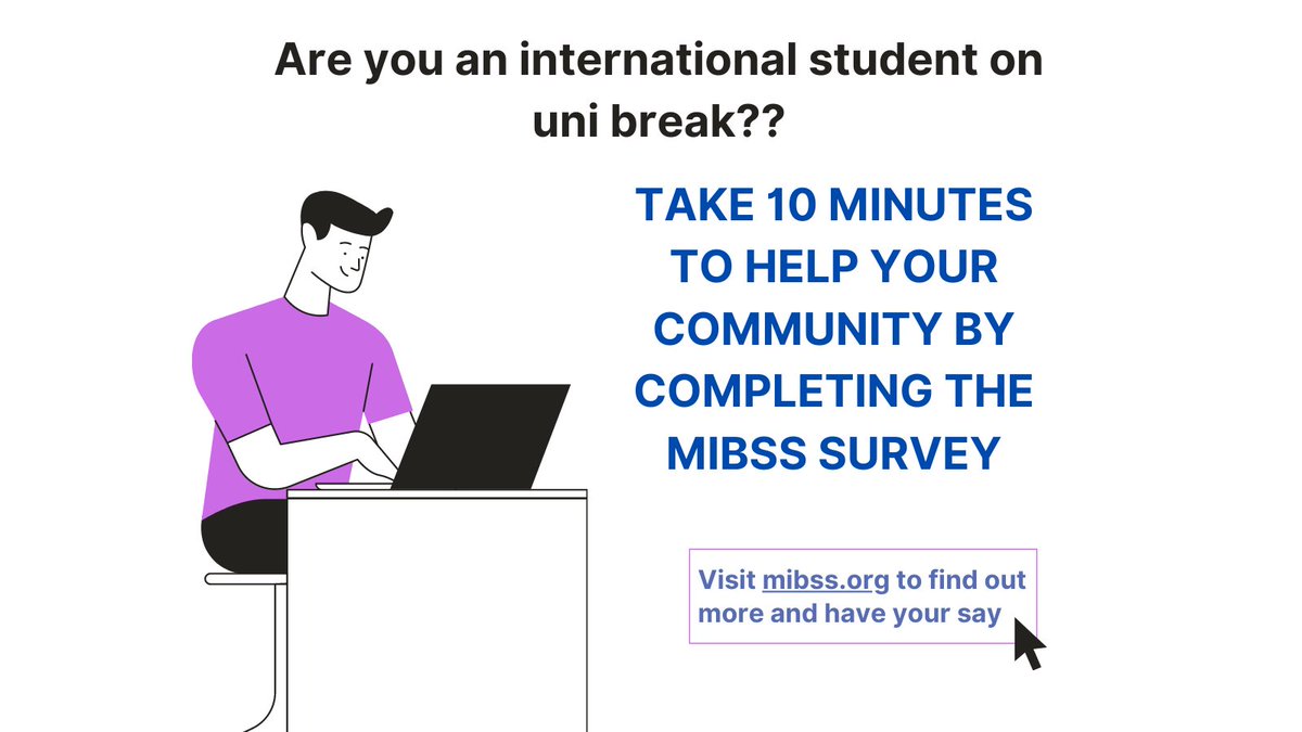 MiBSS (@mibssurvey) on Twitter photo Calling all international students!
We invite you to take 10 minutes to complete the MiBSS survey bit.ly/2EGddwv
<a href="/CEH_Aus/">CEH Australia</a>
<a href="/eccwa/">ECCWA</a>
<a href="/ECCQ/">Ethnic Communities Q</a>
<a href="/relationshipsSA/">relationshipsS.A</a> Calling all international students!
We invite you to take 10 minutes to complete the MiBSS survey bit.ly/2EGddwv
<a href="/CEH_Aus/">CEH Australia</a>
<a href="/eccwa/">ECCWA</a>
<a href="/ECCQ/">Ethnic Communities Q</a>
<a href="/relationshipsSA/">relationshipsS.A</a>