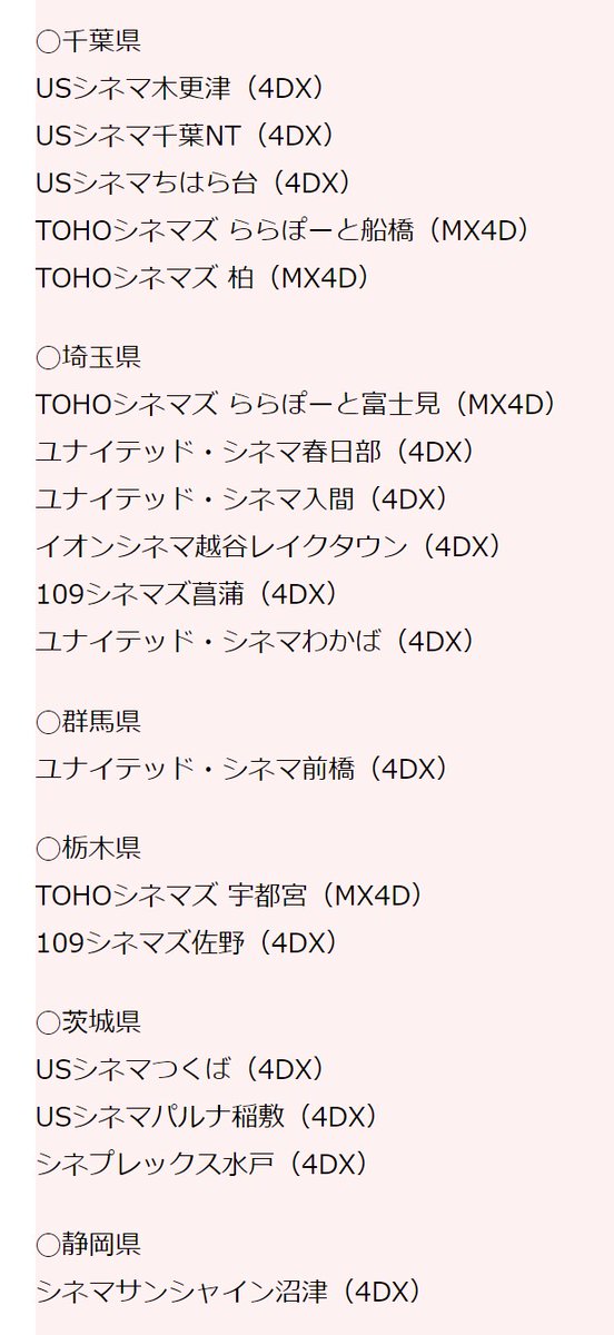 きつね 鬼滅なび よもやよもや 劇場版 鬼滅の刃 無限列車編 のmx4d 4dx上映が 12月26日より始まるというニュースが 全国の4dxが見れる映画館を貼っておきます
