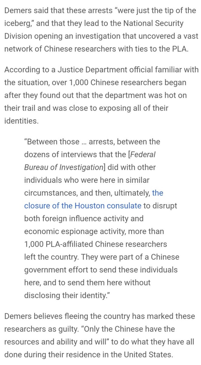 Over 1,000 Chinese researchers have fled the US since federal crackdown on technological and economic espionageDemers, chief of DOJ National Security Division said China-linked researchers left the country while the Dept unveiled many criminal cases against Chinese operatives