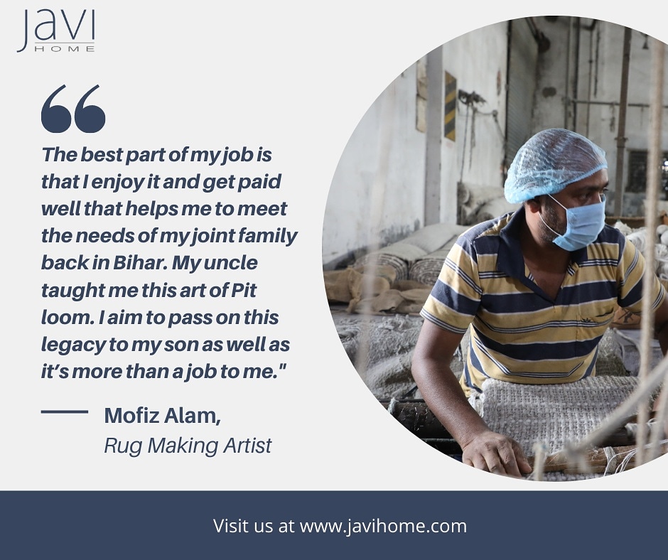 javihome's tweet photo. Mofiz Alam, Rug maker at Javi Home, talks about his journey till now. 
Many like Mofiz Alam makes Javi Home what it is and we are grateful to them. 
#carpets #javihome #stories  #pitloom #artisan #fiber #weaving #carpetcollections #interior #onlineshop #carpetshark #rugs #virtual https://t.co/LYXGSLi37S