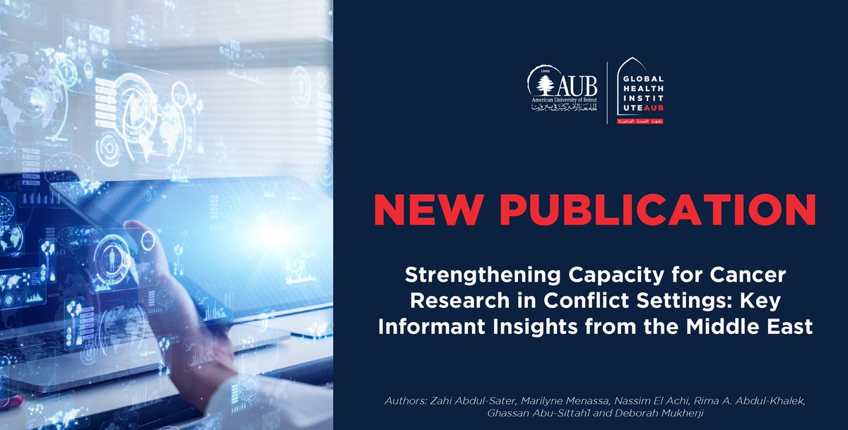 ghiaub's tweet photo. #PublicationAlert
A new #publication on 'Strengthening Capacity for #CancerResearch in Conflict Settings: Key Informant Insights from the Middle East' that lays the foundation for future capacity-building initiatives addressing specific regional challenges
https://t.co/H6sUbMSX4j https://t.co/abG69F9lzq