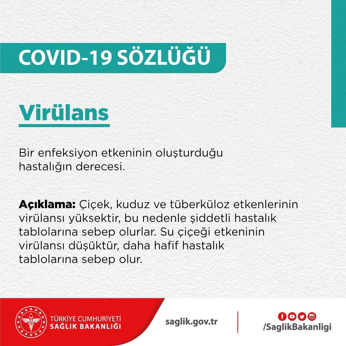 Virülans nedir?

#COVID19Sözlüğü’ne covid19.saglik.gov.tr/TR-66394/covid… linkinden ulaşabilirsiniz.
