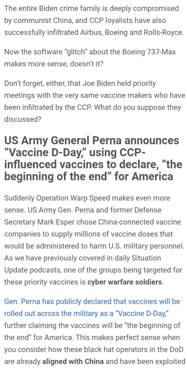 US Army General Perna announces “Vaccine D-Day,” using CCP-influenced vaccines to declare, “the beginning of the end” for AmericaGen. Perna and former Defense Secretary Mark Esper chose China-connected vaccine companies to supply millions of vaccine doses to harm U.S. military