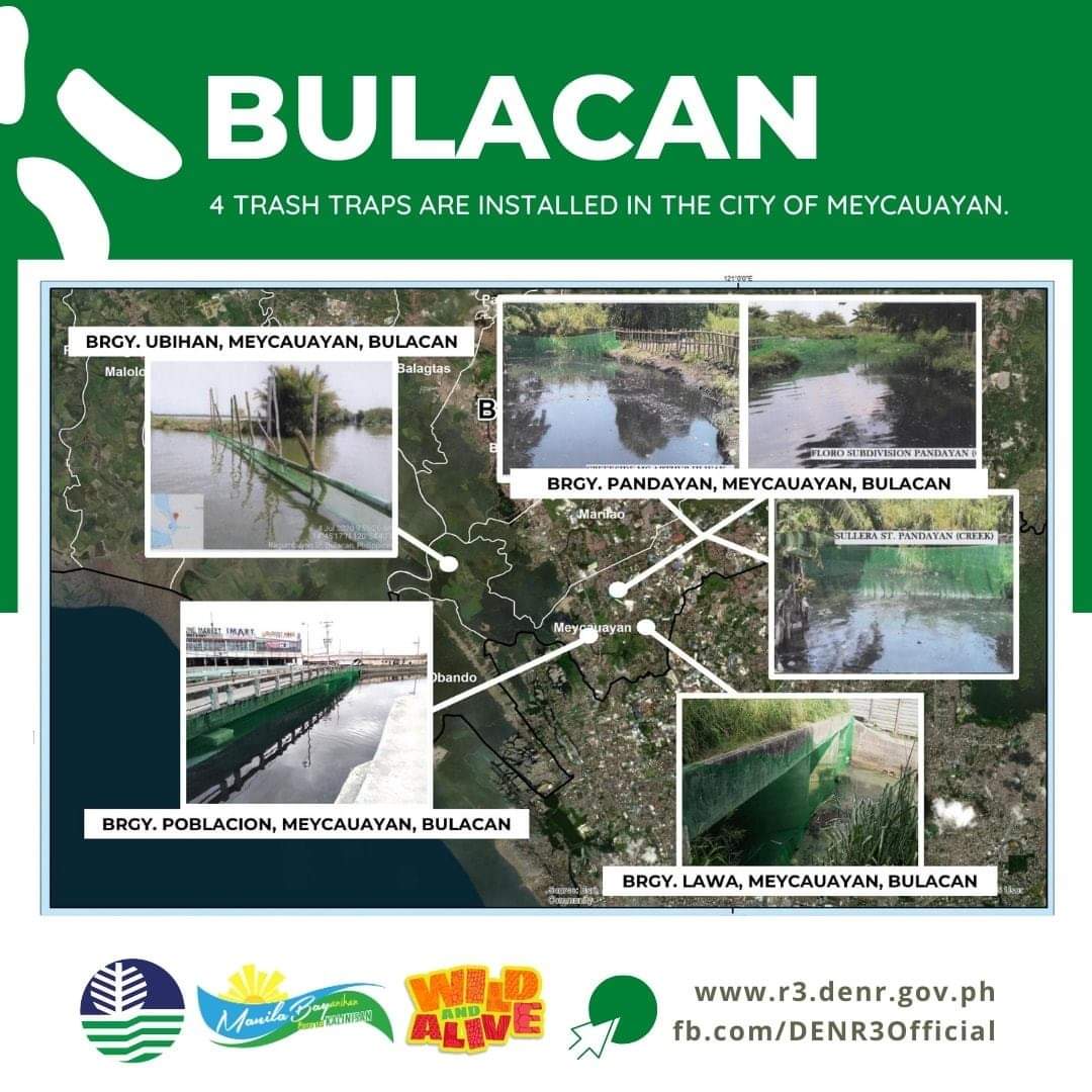 DENROfficial's tweet photo. Look: DENR installs 50 trash traps -made from recycled materials- in Bataan, Bulacan, and Pampanga. 

#BattleForManilaBay 

📸 DENR Central Luzon https://t.co/A2P45ya8mG