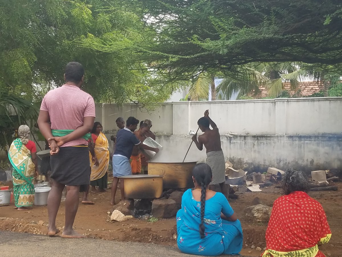 At the temple, little bit of flour from every offering is taken and made into a porridge/koozh. The tamarind is used to make paanagam, a refreshing drink.