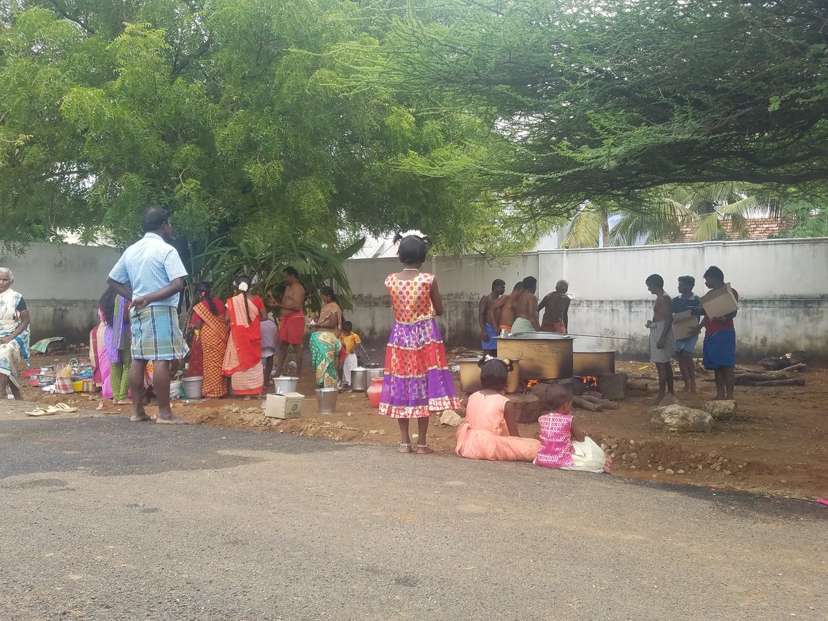 Tale of two villages.Yesterday was the last sunday of tamil month Karthigai. In villages all over Tirunelveli, they pray to Vadakathiamman thanking her for protecting the village. This Amman doesn't have a temple and resides under a neem tree in our village.