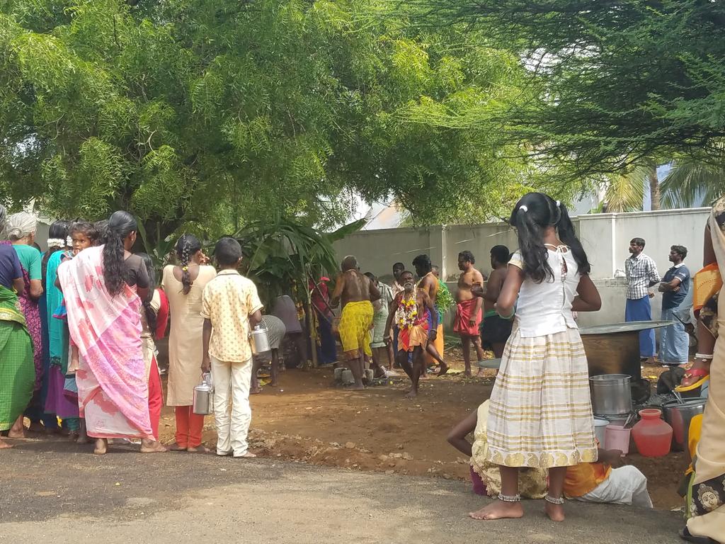 Once the cooking is done, poojai starts.