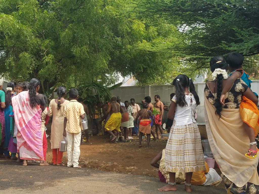 Once the cooking is done, poojai starts.