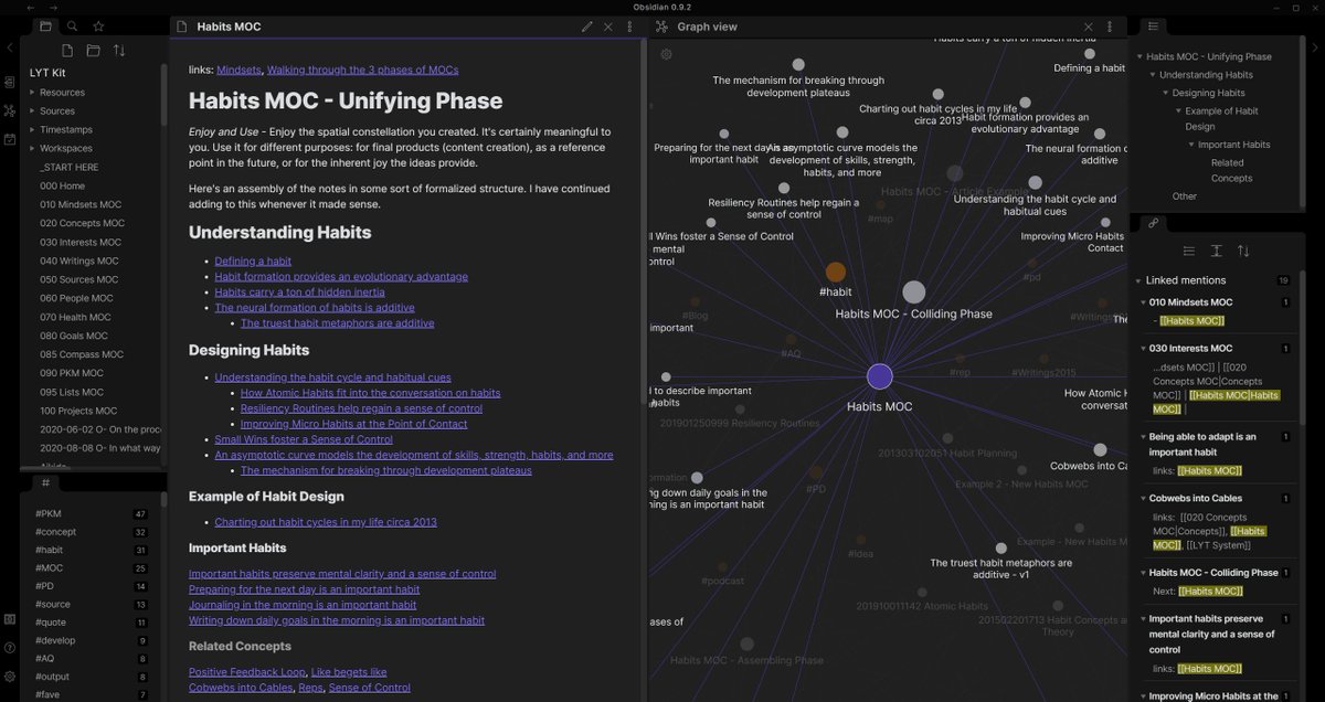  The future of advanced note-taking has clearly been cemented with backlinks and graphs - and  @RoamResearch has been winning the horse-race with this one - however  @obsdmd is the real gem  as we look forward with potential to be the go-to personal knowledge management tool