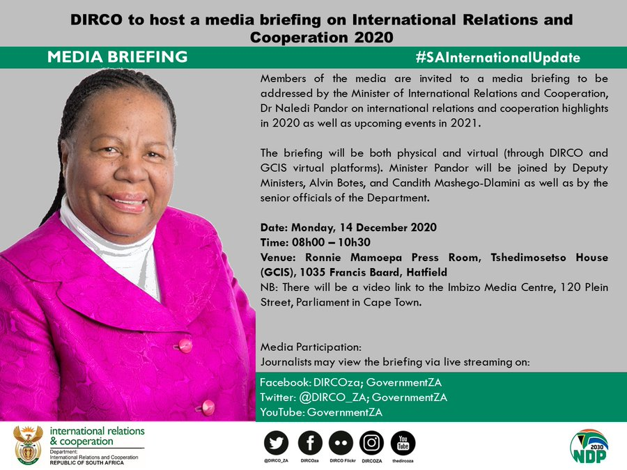 GovernmentZA's tweet photo. Minister Naledi Pandor: South Africa’s interests in the Southern African Development Community (SADC) and the rest of the continent are driven by the values and ideals that I outlined earlier. #SAInternationalUpdate https://t.co/CB6E5a54tF