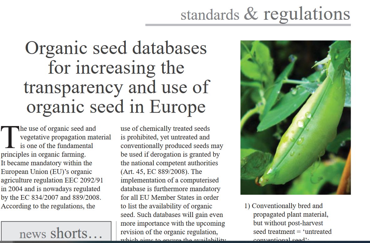@LIVESEEDeu: Scientific articles
Organic seed databases for increasing the transparency and use of organicseed in Europe
 ow.ly/3wdu50CgIAw
@fiblorg  
#BreedingABrightFuture #OrganicPlantBreeding