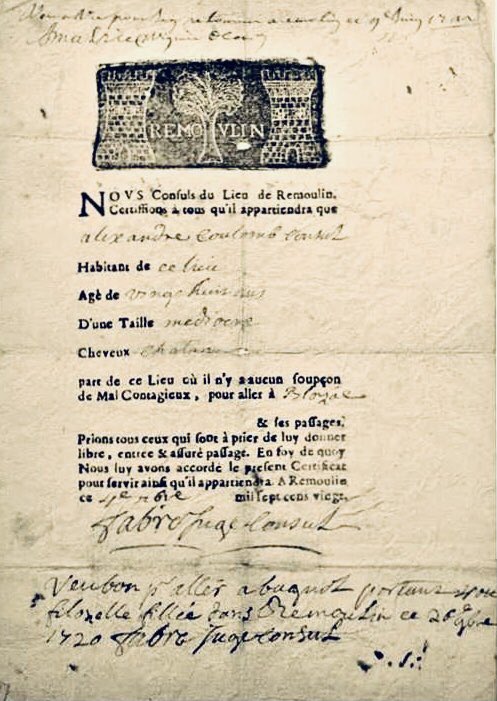 ArnaudBedat's tweet photo. « Part de ce lieu où il n’y a aucun soupçon de mal contagieux pour aller à... » Tout est toujours un éternel recommencement ou quand l’Histoire se répète: une attestation de déplacement en France en... 1720! #épidémie #Covid_19 #COVID19 #peste https://t.co/bBXBeFGfdB