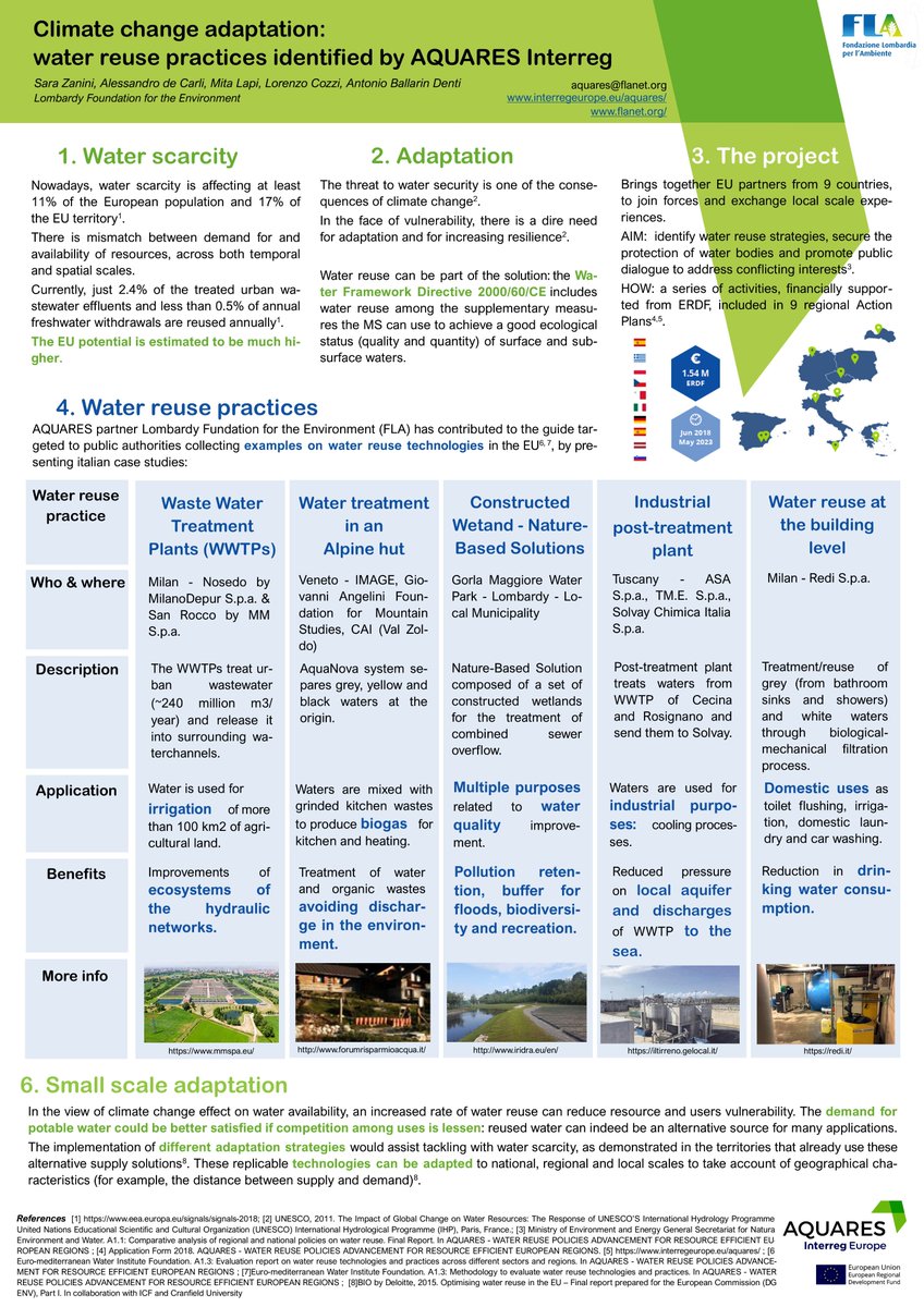 Lombardy Foundation for the Environment (FLA), partner of AQUARES Interreg, had participated to the 8th Annual Conference of the Italian Society for Climate Sciences (SISC) which took place on October 21st-23th: ClimRisk2020