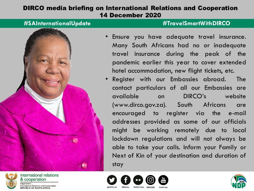Dirco South Africa On Twitter Minister Pandor Said That Many Countries In Are Encountering A Second Wave Of Covid19 And That South Africans Should Be Cautious When Travelling As They Might Become