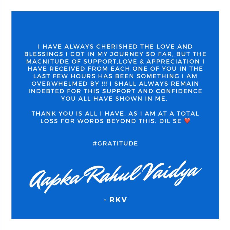 rahulvaidya23's tweet photo. This tweet is by me .. not my team. ❤️ https://t.co/MCqVwupwZz