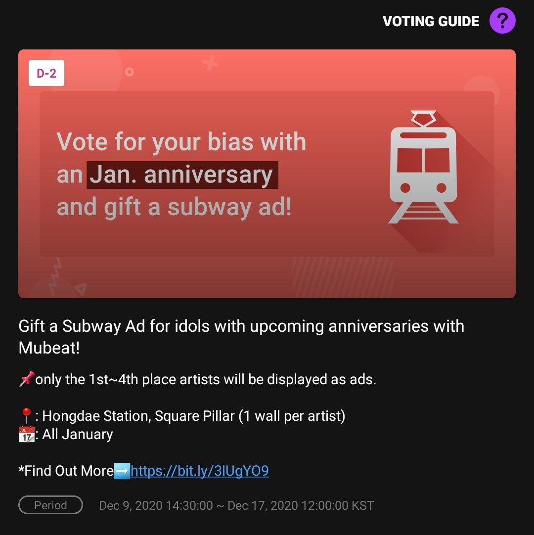 MUBEAT- January Anniv. Ad (Currently 8th) :  https://mubeat.page.link/oB4W&nbsp; GAON Awards - 2nd round (Currently 12th need to be in the top 10):  https://mubeat.page.link/hN8A&nbsp;What else to do: Collect beats & voting tickets, you may switch accounts.
