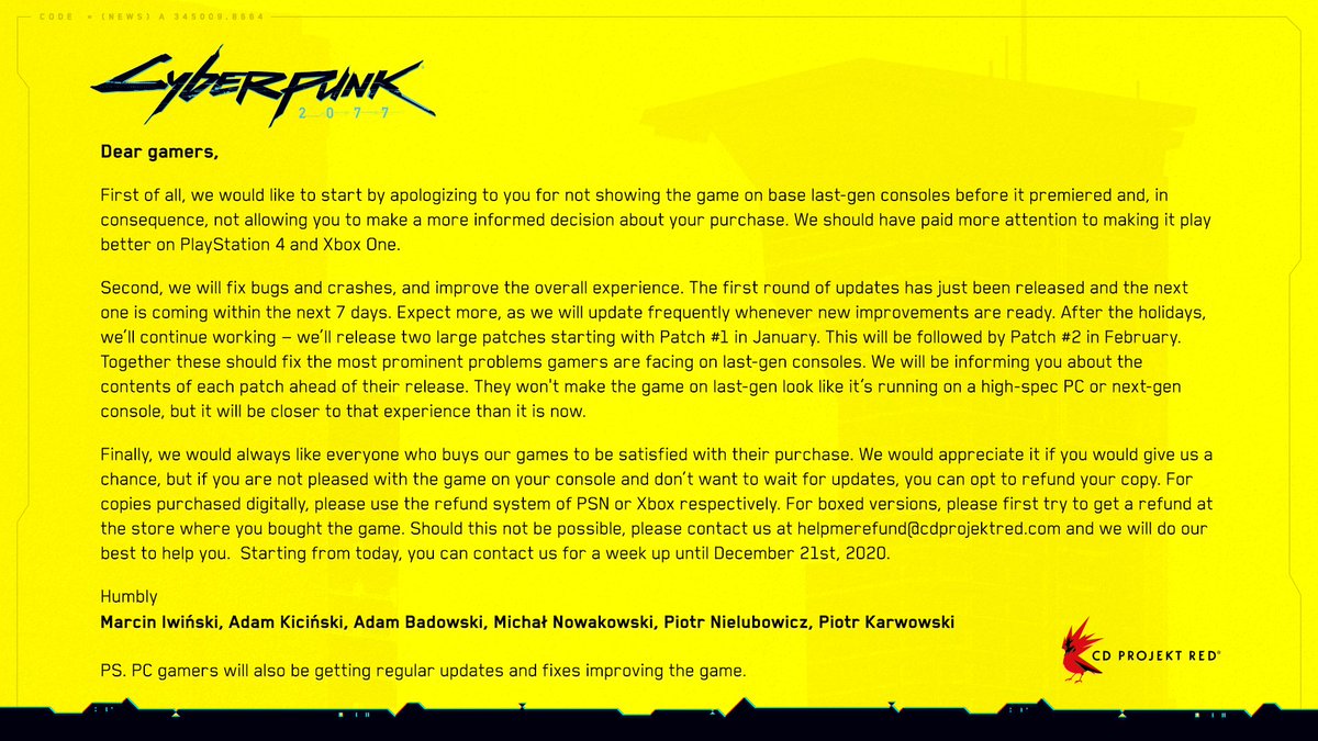 Cyberpunk 2077 (@CyberpunkGame) on Twitter photo 2020-12-14 07:47:26