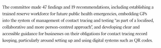 The committee made a lot of excellent recommendations. Some that have already been implemented. The report also said that the COVIDSafe App was insignificant but as that reflects poorly on the Fed Government,  @rachelbaxendale didn't include it.  #thisisnotjournalism  #auspol