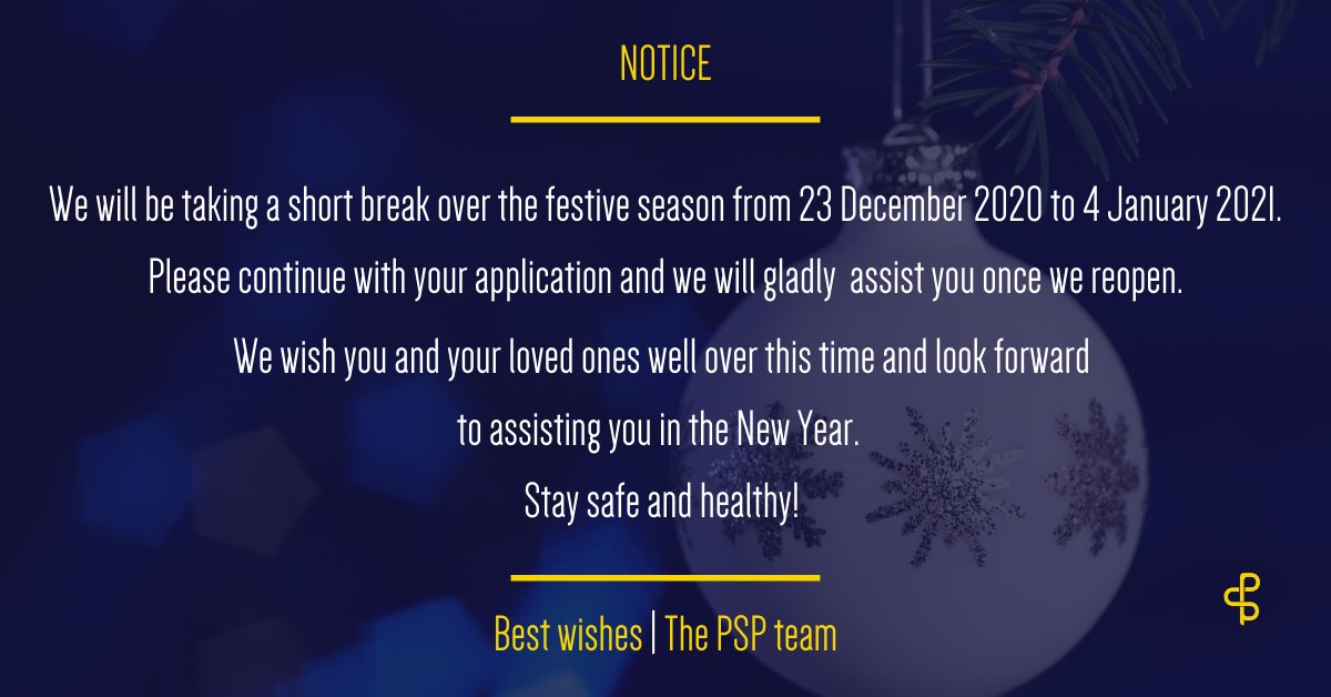 ProfitShare Partners (@profitshare1) on Twitter photo The PSP team will be taking a short break from 23 December - 4 January for the festive season.  Applications remain open during this time however we will assist you when we return. Have the most wonderful time of the year. The PSP team will be taking a short break from 23 December - 4 January for the festive season.  Applications remain open during this time however we will assist you when we return. Have the most wonderful time of the year.