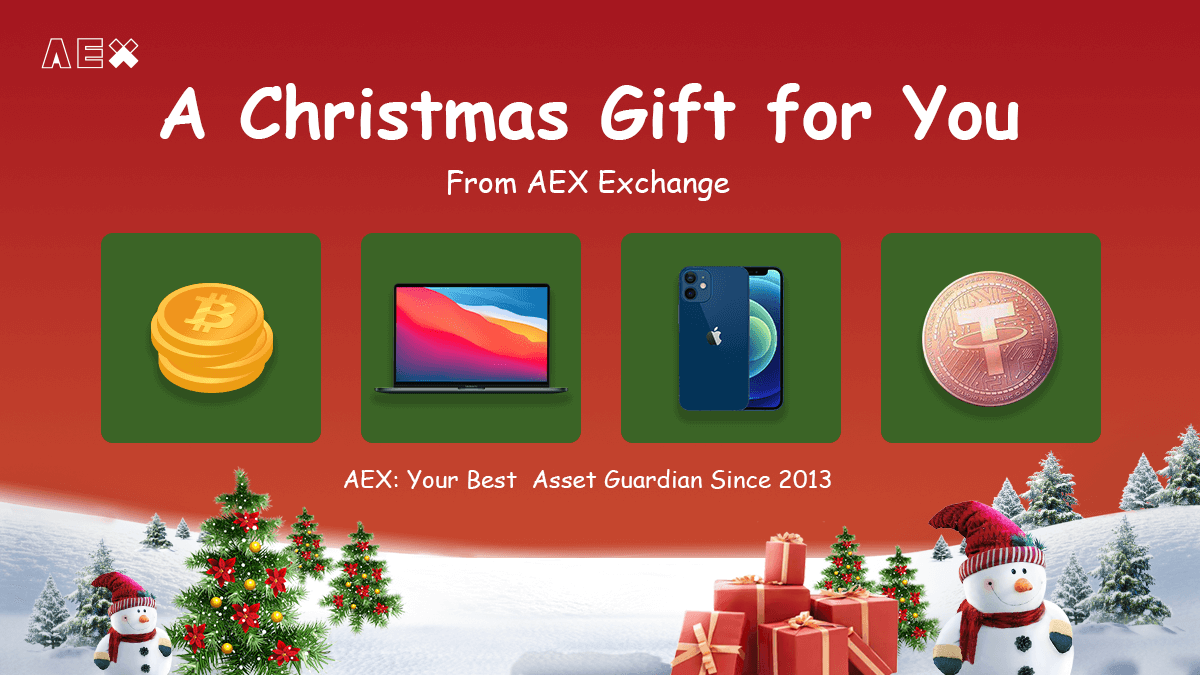 Aexglobal's tweet photo. 🥳AEX #ChristmasGift is on the way!

🎁Prizes for this Christmas activity：
👉1 $BTC
👉MacBook Pro💻
👉iPhone 12📱
👉lots of $USDT … 

🧐What’s your #AEX Gift on 2020 Christmas?

🥰Let’s look forward to the Christmas activities starting on December 21!👈 https://t.co/V3gxyFd2Op