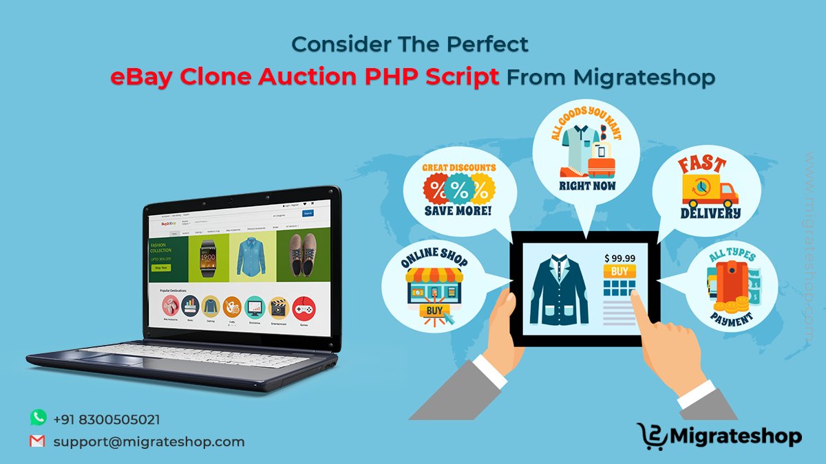 migrateshop's tweet image. Consider The Perfect eBay Clone Auction PHP Script From Migrateshop
More Details: bit.ly/2SXotcj
#eBay #ebayclone #ebayclonescript #auctionscript #ecommerce #B2C #marketplace #Trending #startup #entrepreneur #onlineauctionscript #buy2ebay