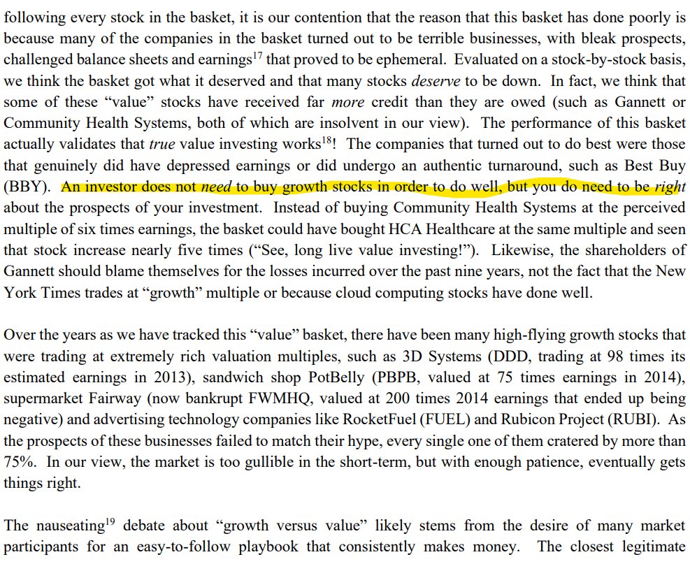 Right into my veins:"An investor does not need to buy growth stocks in order to do well, but you do need to be right about the prospects of your investment"