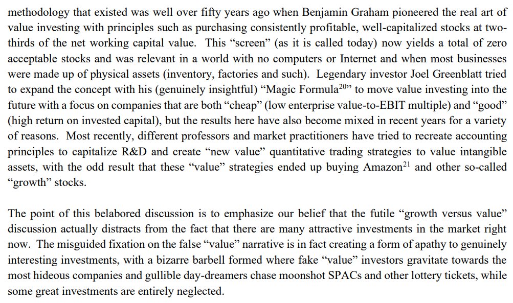 Right into my veins:"An investor does not need to buy growth stocks in order to do well, but you do need to be right about the prospects of your investment"