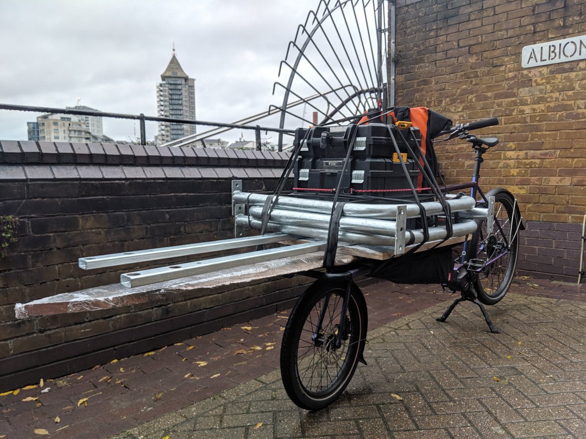 The elves were hard at work yesterday in #hithergreen, putting the cherry on top of #London's largest #parklet. All delivered on our #cargobike.

Named by HGers for the boat like structure and the biblical weather we built it in! 
🙌
@SophieMcGeevor @VZLewisham <a href="/ydbmf/">YDBMF</a> <a href="/ridespin/">Spin</a>