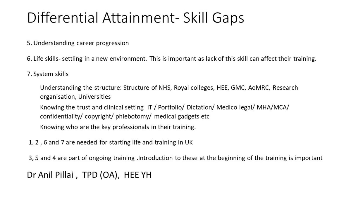 Hi @subodhdave1 i did small work on #DifferentialAttainment for HEE YH recently (surveys in India and UK and a paper). When I did that I realised you were working to help IMGs for a long time .

I Identified seven domains that needed skilling. Fully indebted to your seminal works