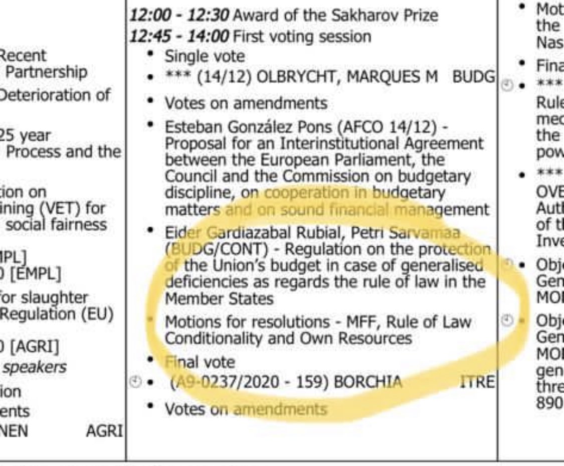 Here’s a preview of Parliament’s draft resolution to be adopted this week opposing  #EUCO attempt at amending the RoL Regulation.No reference to motion of censure against  @vonderleyen but antagonistic tone against Commission is unprecedented 3/