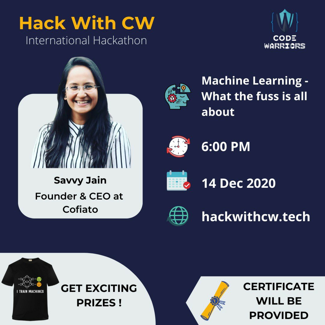 Savvyjain's tweet image. youtu.be/SNLLcB7C3Ng
Machine Learning: What the fuss is all about
My today’s session with Code Warriors is here
Do check it out
#ML #codewarriors