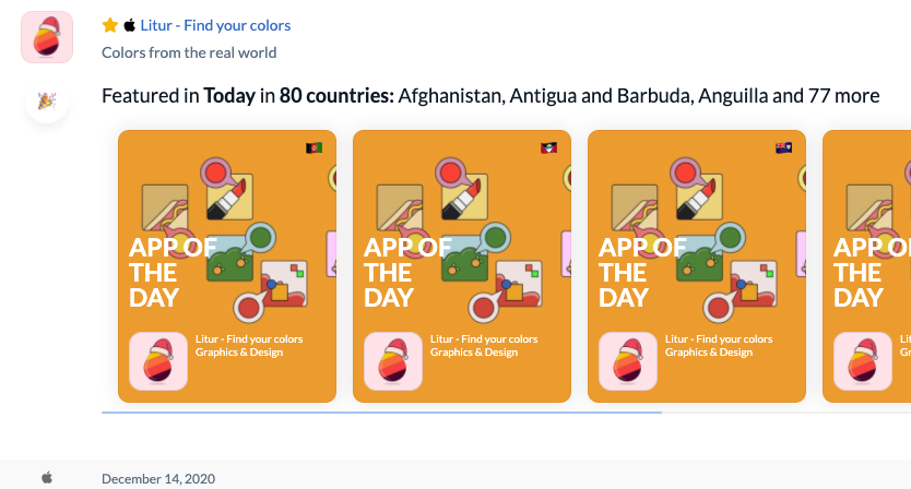 LiturApp's tweet photo. Featured today as App of the day on the AppStore in 80 countries!! 🥳🥳🥳 https://t.co/YiX0A4lQGE