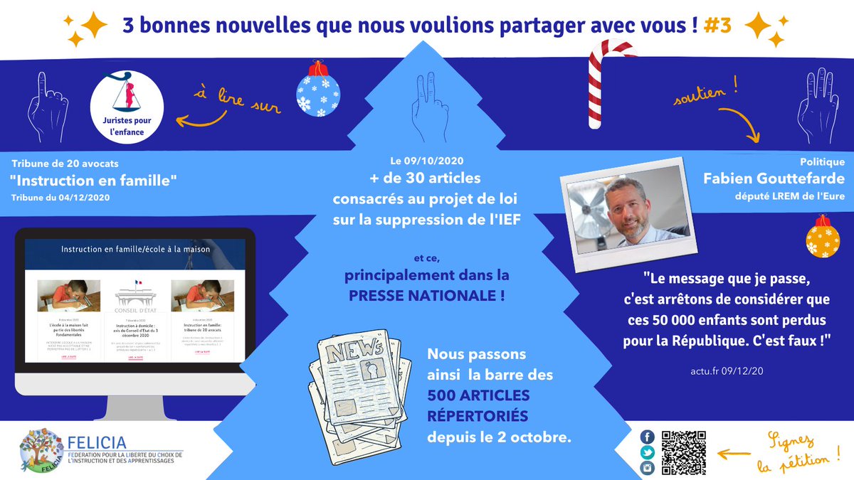 A partager sans modération !

• Lien vers la tribune des 20 avocats 📰:
juristespourlenfance.com/category/instr…

• Lien vers l'article nous informant du soutien de Fabien Gouttefarde :
actu.fr/societe/loi-su…

Oui au maintien de l'instruction en famille !
federation-felicia.org

#ief
