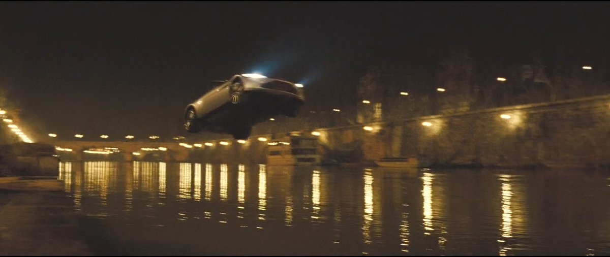 So anyway he steals the DB10 and by now MI6 is finally getting on with putting gadgets in their rides (and Spotify playlists) even though Bond quickly redirects it to the nearest drink in what is now clearly a pathological disorder to destroy anything with wheels-