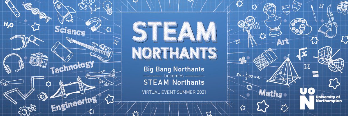 UONSchools's tweet photo. STEAM NORTHANTS the new name for the Big Bang Northants! Virtual event coming Summer 2021. Watch this space for further information! #STEAM #STEM #STEAMNORTHANTS #science #careers #enrichinglearning #aspire #fun #explore #imagine with @AspireHigherNet @UniNorthants https://t.co/SGwAMlUUyB