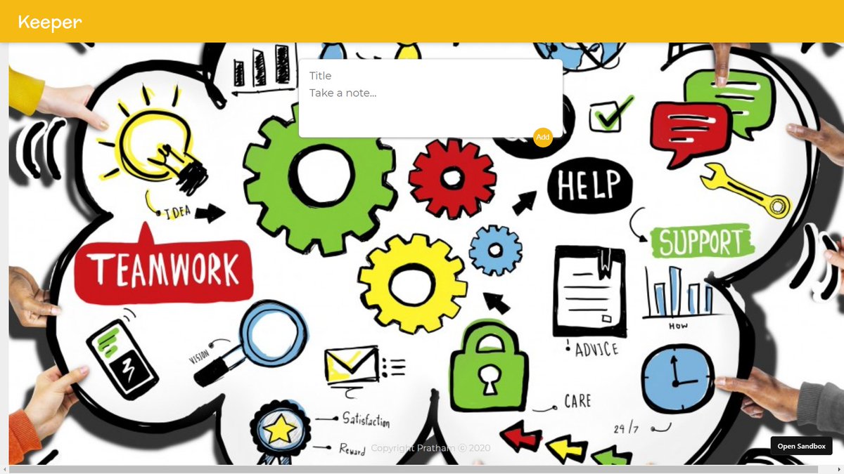 6. Notes AppKeep notes is best practice to remember things for long time. This is Keeper app where you can add your notes. This is implemented using React   https://u0kh1.csb.app/&nbsp;