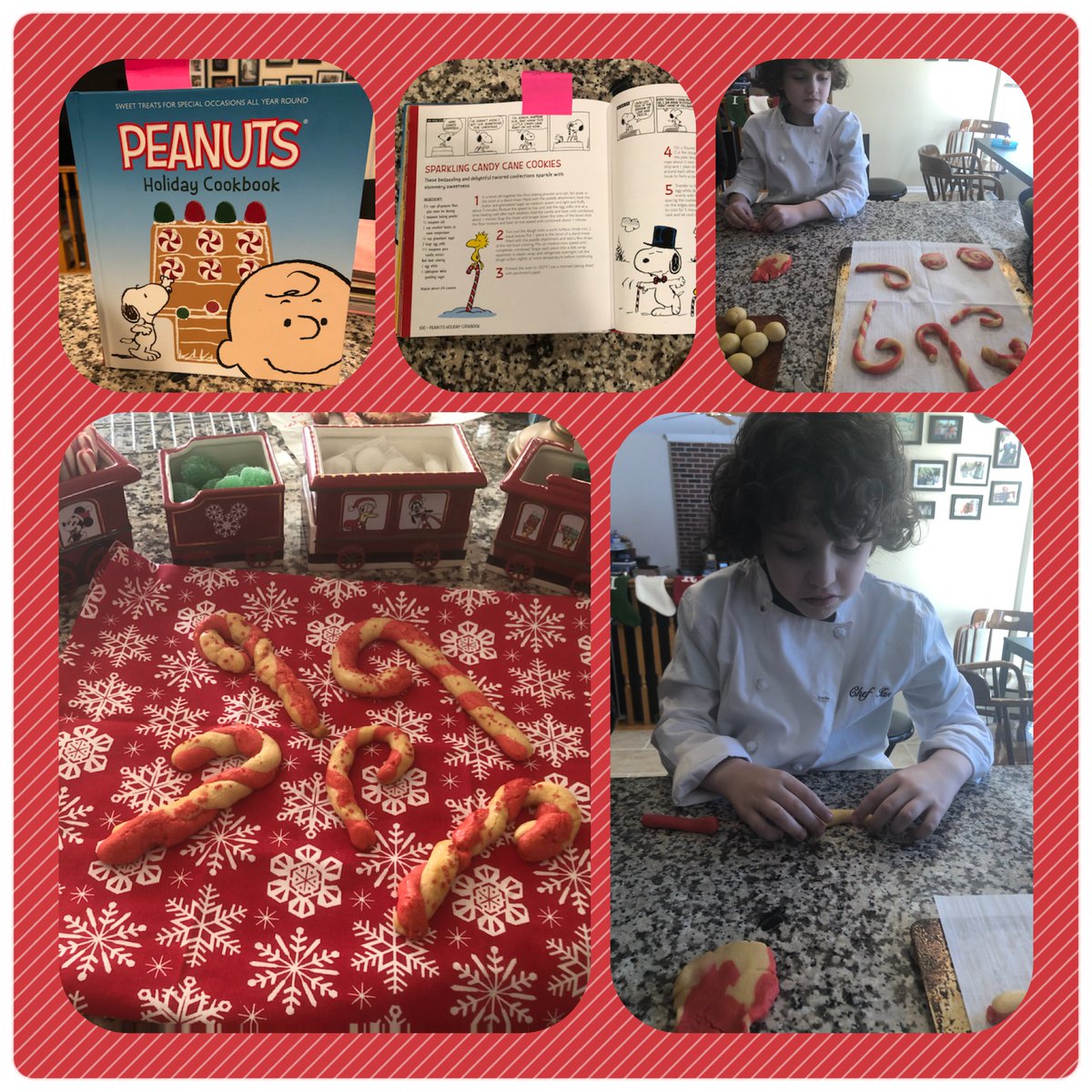 StayatH's tweet photo. My son &amp; I challenged ourselves to making cookies for the 12 days of Christmas! 1st up: Candy Cane cookies. This recipe came from one of my son’s many cookbooks (yes HIS cookbooks). Happy Holidays! Keep following for tomorrow’s cookie. #christmasbaking #12daysofchristmas https://t.co/4luZi8WsEF