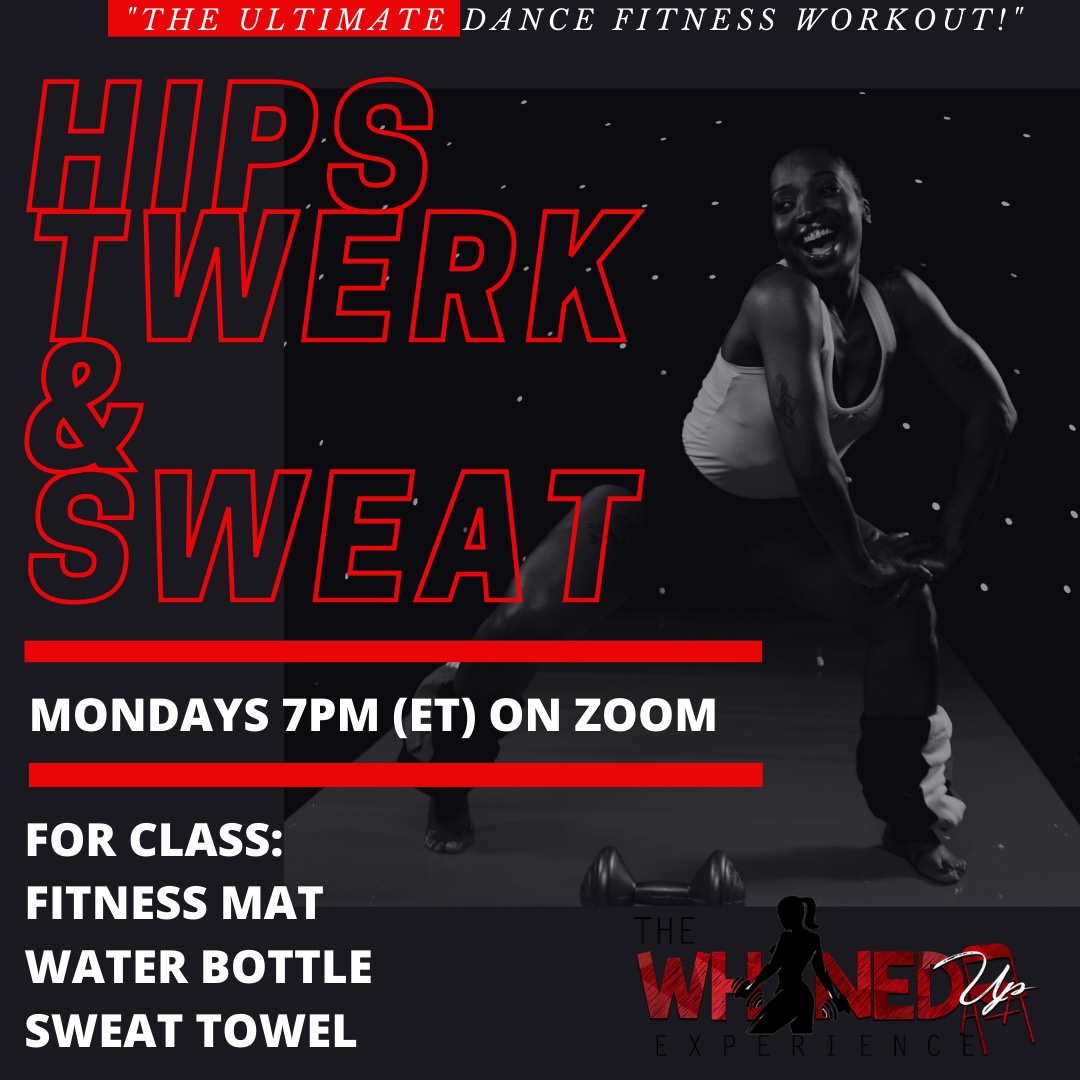 TheWUE's tweet photo. JOIN IN THIS WEEK FOR THE LAST 2 CLASSES AT THE WUE ON ZOOM BEFORE THE HOLIDAY BREAK 💃🏽 

SEE YOU LATER THIS EVENING AT 7pm (ET) 
For HIPS TWERK &amp; SWEAT https://t.co/ZGs29ESnht